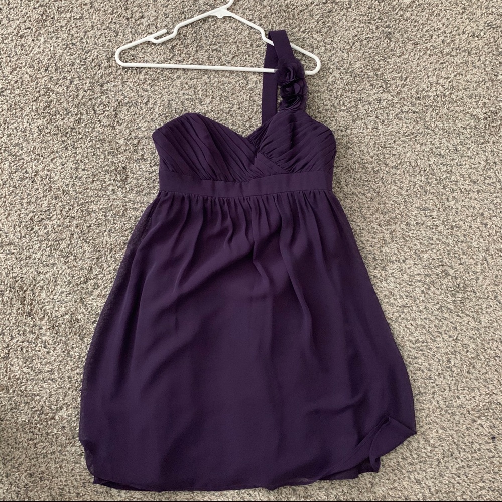 Size 8 purple one shoulder bridesmaid dress